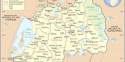 خريطة خريطة رواندا الدول المحيطة